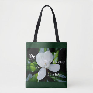 Zuidelijke Magnolia met Leviticus 11:44 Tote Bag
