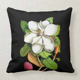 Zuidelijke Magnolia op zwarte binnenbuis Kussen