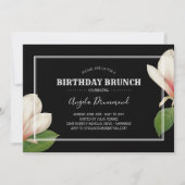 Zuidelijke Magnolia Verjaardag Brunch Zwart Kaart (Voorkant)
