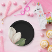 Zuidelijke Magnoliabloem | Elegant zwart Papieren Bordje (Feest)