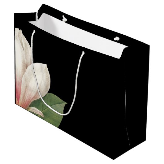 Zuidelijke Magnoliabloem | Roze Wit Zwart Large Cadeautasje (Voorkant Gekanteld)