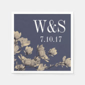 Zuidelijke Magnolias en Midnight Blue Wedding Servet (Voorkant)