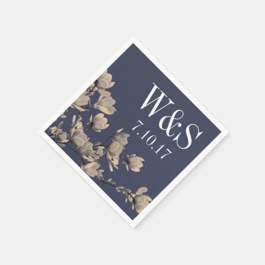 Zuidelijke Magnolias en Midnight Blue Wedding Servet (Hoek)