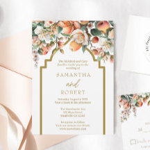 Zuidelijke perzik en gouden bloemenbruiloft