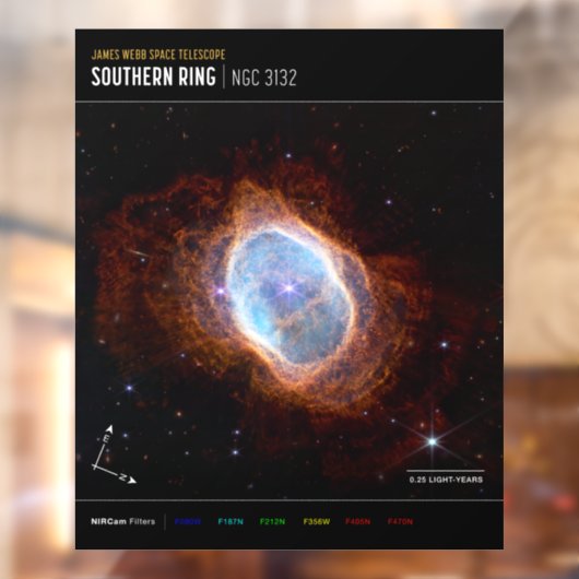 Zuidelijke Ring Nebula Space James Webb Telescope Raamsticker (Vel 2)