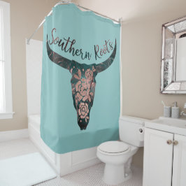 Zuidelijke Roots Country Longhorn Roze & Groen Douchegordijn