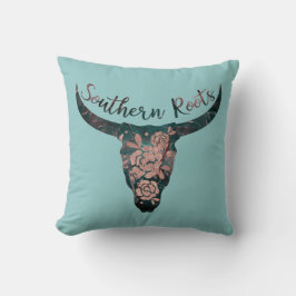 Zuidelijke Roots Country Longhorn Roze & Groen Kussen