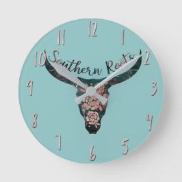 Zuidelijke Roots Country Longhorn Roze & Groen Ronde Klok