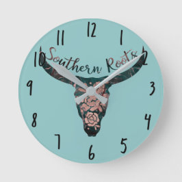 Zuidelijke Roots Country Longhorn Roze & Groen Ronde Klok