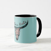 Zuidelijke Roots Land Longhorn roze Rose & Green Mok (Voorkant rechts)