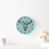 Zuidelijke Roots Land Longhorn roze Rose & Green Ronde Klok (Huis)