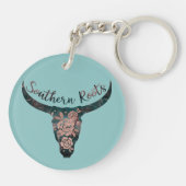 Zuidelijke Roots Land Longhorn roze Rose & Green Sleutelhanger (Achterkant)