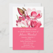 Zuidelijke Roze Magnolias Bruidsdouche Uitnodiging (Voorkant)
