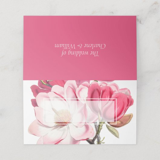 Zuidelijke Roze Magnolias Bruiloft Gevouwen Plaats Plaatskaartje (Buitenkant ongevouwen)