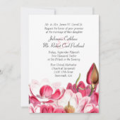 Zuidelijke Roze Magnolias bruiloft uitnodiging (Voorkant)