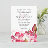 Zuidelijke Roze Magnolias bruiloft uitnodiging (Staand voorkant)