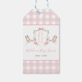 Zuidelijke Roze Meisjes Ooievaar Baby Shower Cadeaulabel