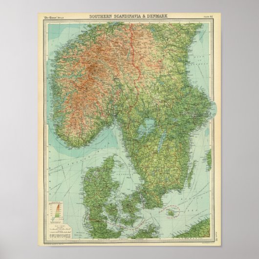 Zuidelijke Scandinavië en Denemarken Poster (Voorkant)