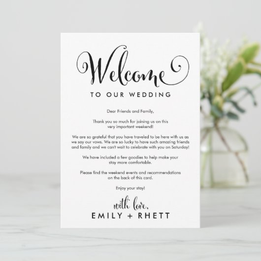 Zuidelijke Schone Bruiloft Verwelkomingsbrief & Re Programmakaart (Staand voorkant)