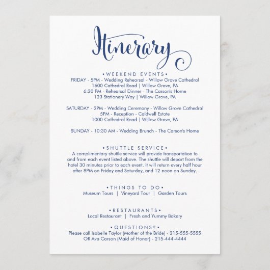 Zuidelijke Schone Marine Welkomstbrief & Reisprogr Programmakaart (Achterkant)