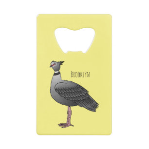 Zuidelijke schreeuwvogel cartoon illustratie creditkaart flessenopener