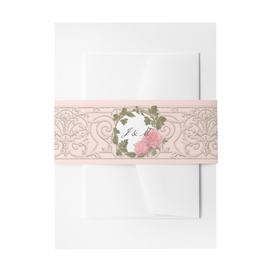 Zuidelijke traditionele elegante roze pony scrolle uitnodigingen wikkel (Voorkant Voorbeeld)