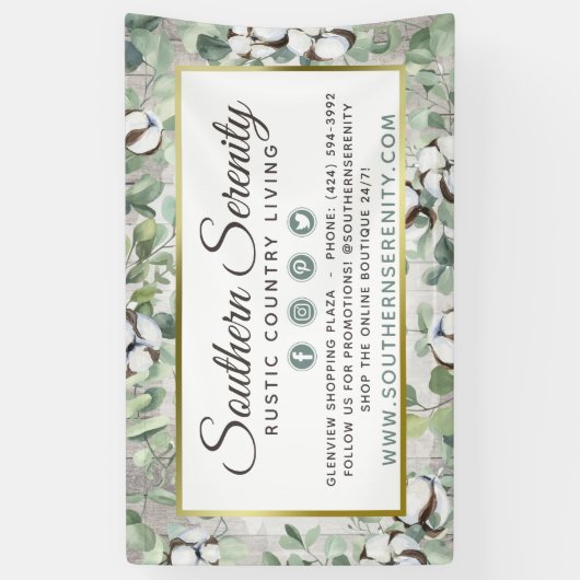 Zuidelijke Waterverf Katoen en botanisch Spandoek (Verticaal)