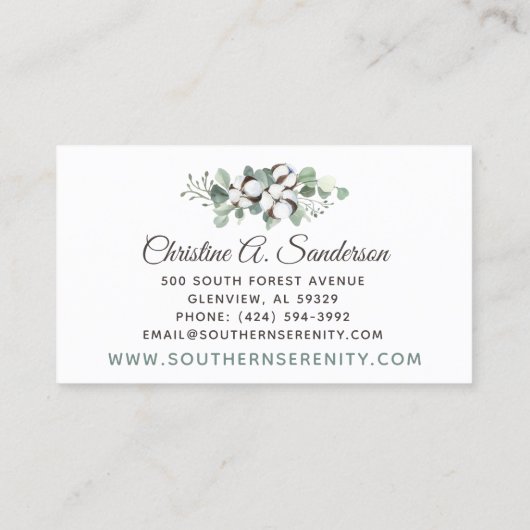 Zuidelijke Waterverf Katoen en botanisch Visitekaartje (Achterkant)