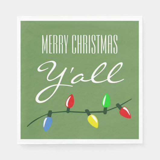 Zuidelijke Ya'll Prettig Kerstboom Lichtjes Grappi Servet (Voorkant)