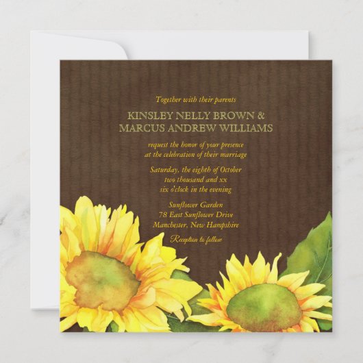 Zuidelijke Zonnebloemen Valle Weddenschap Kaart (Voorkant)