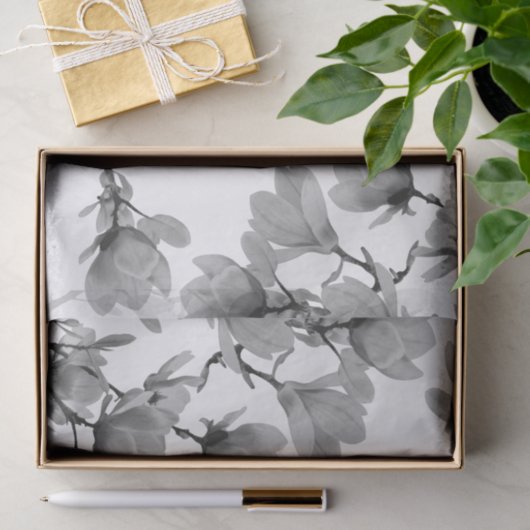 Zuidelijke Zwarte en Witte Magnolia Flowers Tissuepapier (Geschenk)