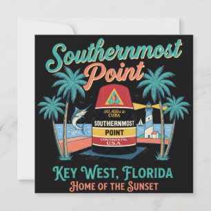 Zuidelijkste Punt Key West Retro Tropische Sfeer Bedankkaart