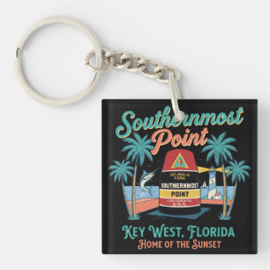 Zuidelijkste Punt Key West Retro Tropische Sfeer Sleutelhanger