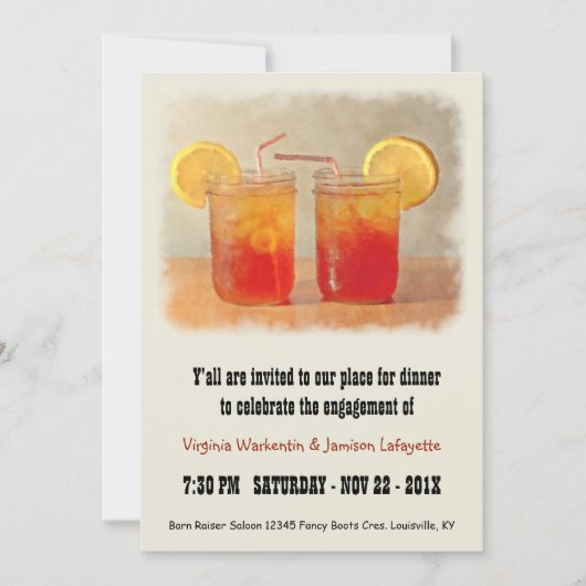 Zuiderse Trouw Zoete Thee Dinerfeest Kaart (Voorkant)