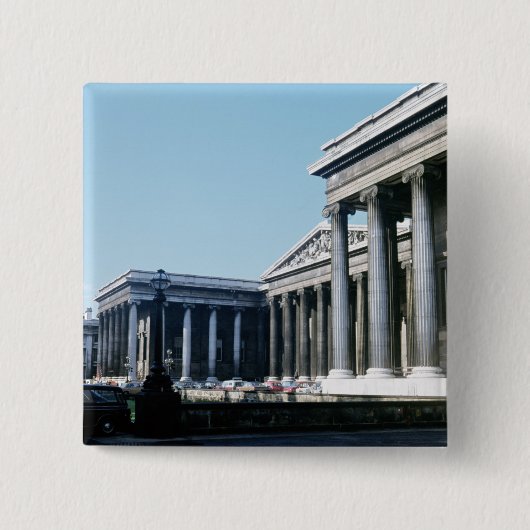 Zuidfront van het British Museum Vierkante Button 5,1 Cm (Voorkant)