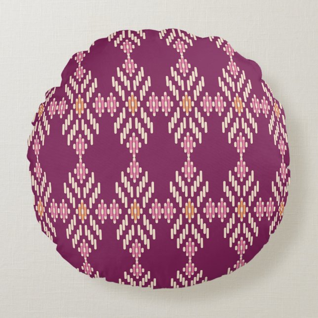 Zuidoost-Aziatisch: Retro Aboriginal Pattern Rond Kussen (Voorkant)