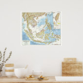 " Zuidoost-Azië: 1955 Gedetailleerde KAART ... Poster (Keuken)