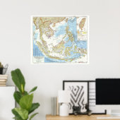 " Zuidoost-Azië: 1955 Gedetailleerde KAART ... Poster (Thuiskantoor)