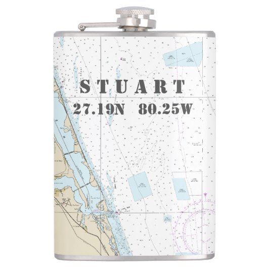 zuidoostelijke FL-breedtegraad  nautisch Heupfles (Voorkant)