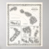 ZUIDPACIFIC & HAWAII EILANDEN MAP 1855 POSTER (Voorkant)