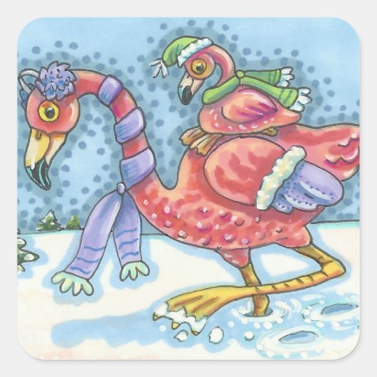 ZUIDPINKFLAMINGOS HOLIDAY STICKERS (Voorkant)