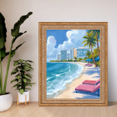 Zuidstrand Miami Florida Aquarel Schilderij Poster