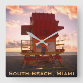 Zuidstrand, Miami Lifeguard Stand (Ocean Rescue) Vierkante Klok