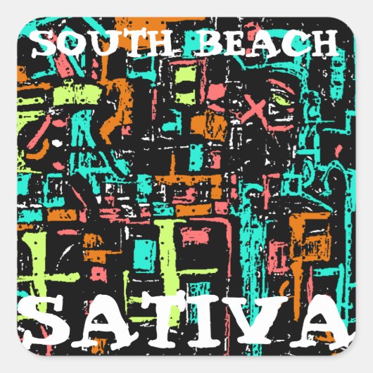ZUIDSTRAND SATIVA VIERKANTE STICKER (Voorkant)