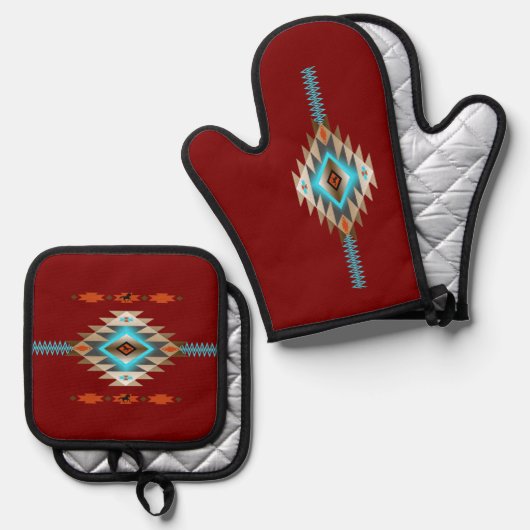 Zuidwest 3 - veranderlijke kleur ovenwant & pannenlap set (Voorkant / Achterkant)