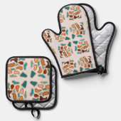 Zuidwest-Abstracte aardetinten Pattern Art Ovenwant & Pannenlap Set (Voorkant / Achterkant)