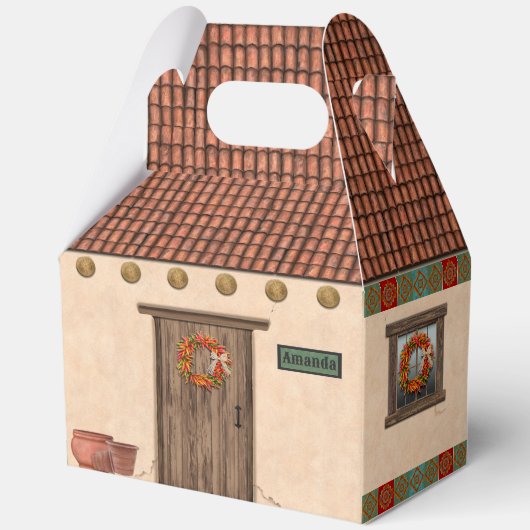 Zuidwest Adobe en Terracotta Dakpan Huisontwerp Bedankdoosjes (Voorkant)