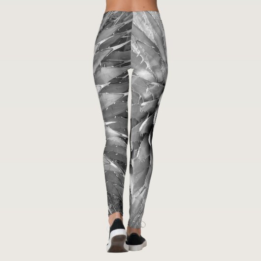 Zuidwest Agave Abstract Zwart-wit, Naam Leggings (Achterkant)