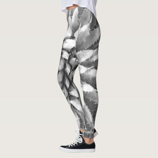 Zuidwest Agave Abstract Zwart-wit, Naam Leggings (Links)