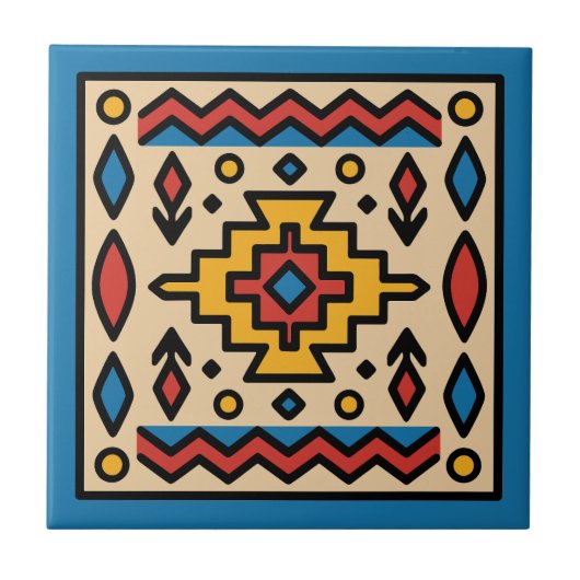 Zuidwest-Amerikaans geometrisch ontwerp van inheem Tegeltje (Voorkant)